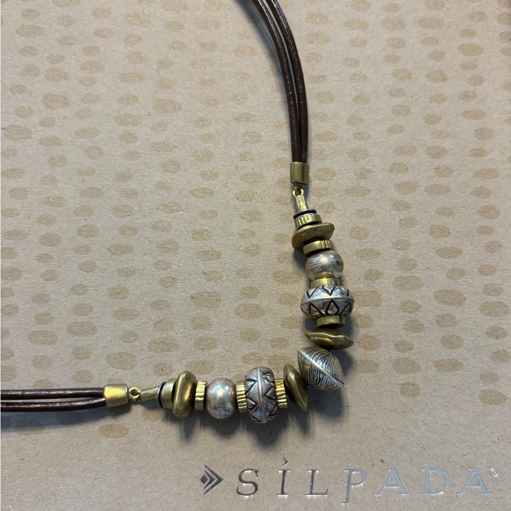 Silpada Two-Tone Silver and Brass Beaded Necklace